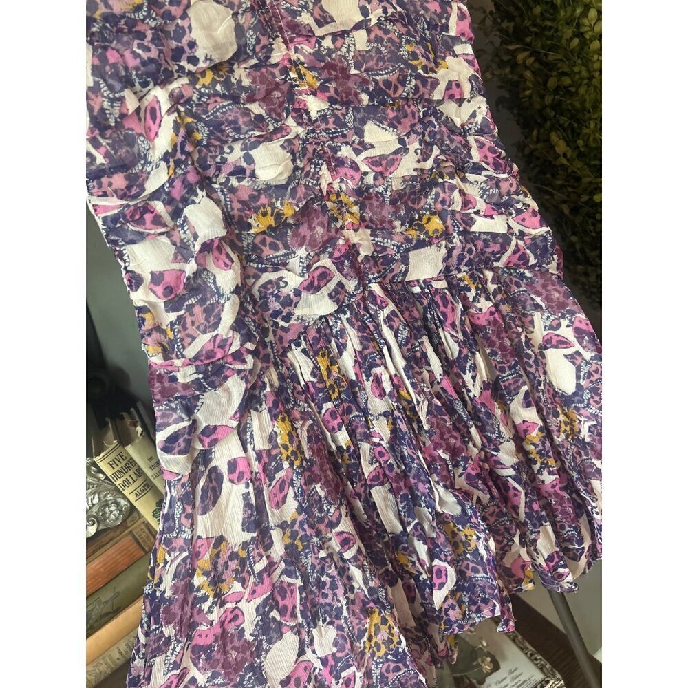 Iro Janek Patterned Chiffon Mini Dress Purple Womens Size FR 36 US 4 - Picture 8 of 11